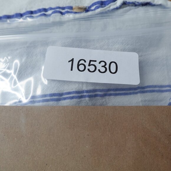 Womens Top Small Blue White Sheer Woven Coastal Cool Artsy Boho Oversized - Picture 11 of 11